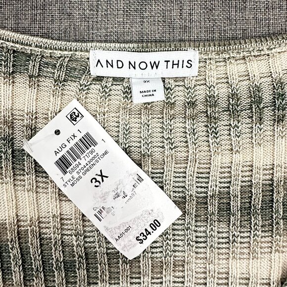 NEW! And Now This Cute Knit Top‎ Moss Green Plus 3X V-Neck Acrylic & Polyester - Picture 3 of 11